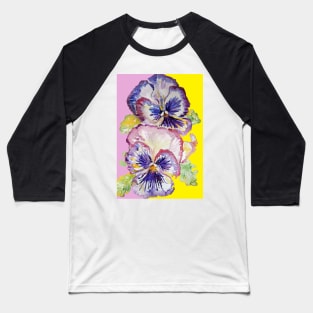 Purple Pansy Flower Watercolor Pattern Baseball T-Shirt